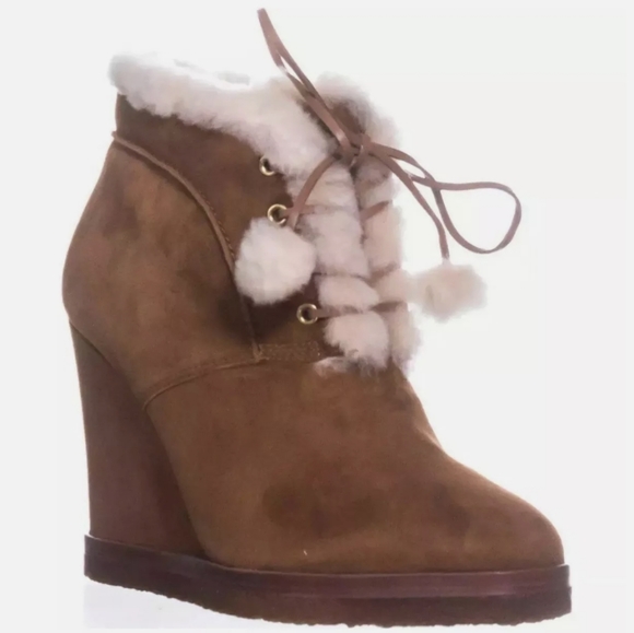 Michael Kors Tan Suede Ankle Lace-Up Boots In Dark Luggage Sz 7.5 - Picture 6 of 15